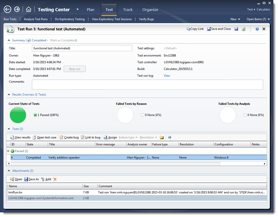 Running automated tests in Microsoft Test Manager