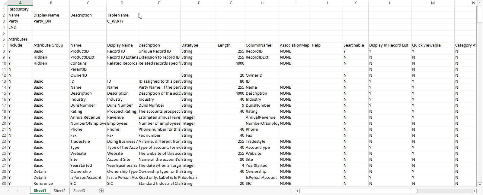 Repository Excel File Format
