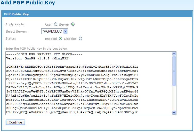 Adding a PGP Public Key to a PGP Server