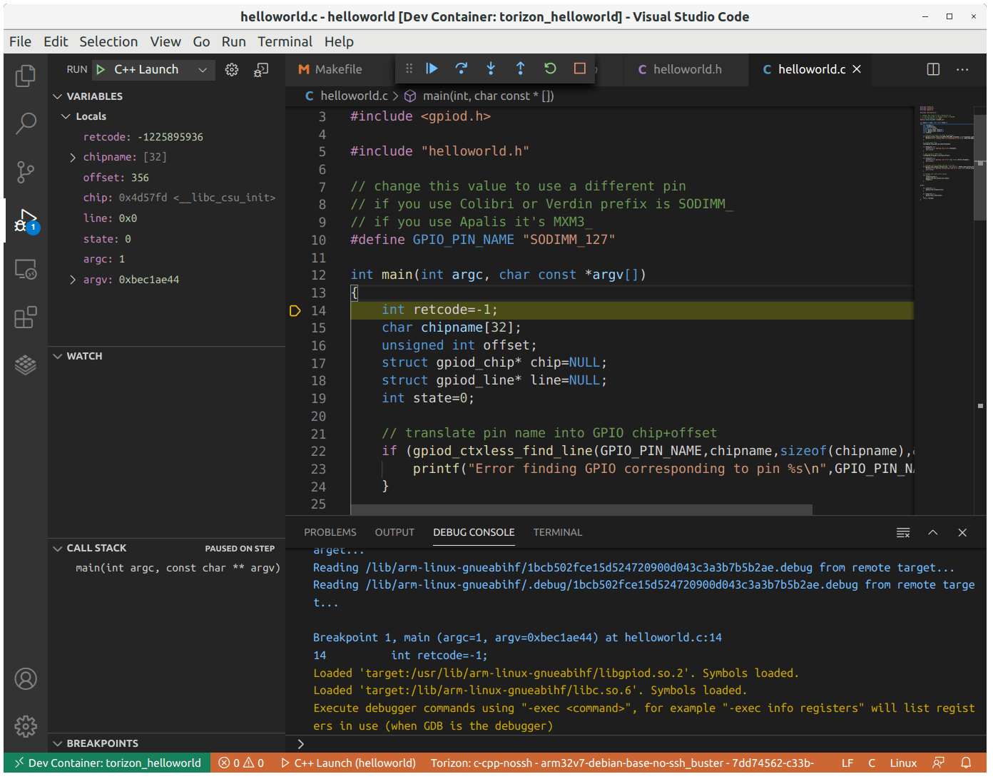 C/C++ Development and Debugging on TorizonCore Using Visual Studio Code