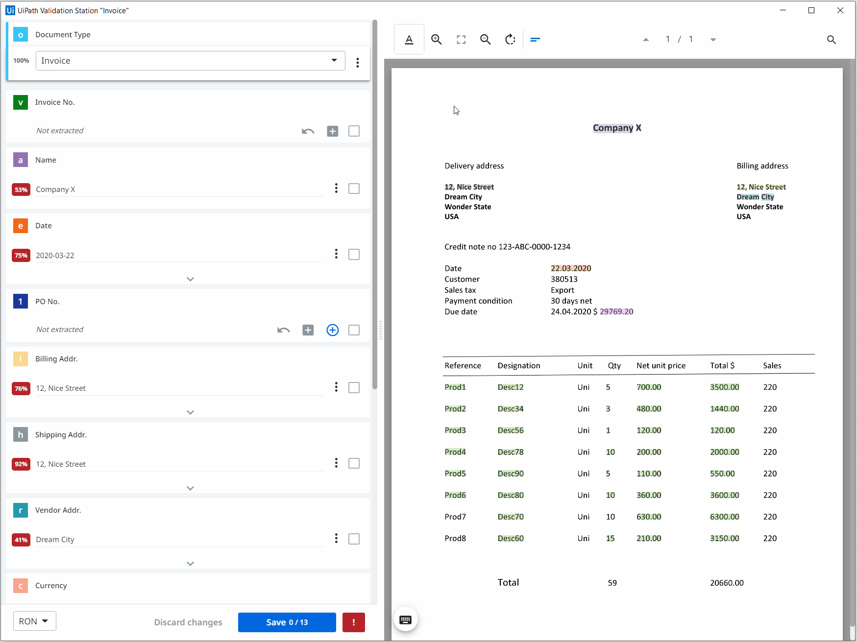 Document Understanding Station de validation