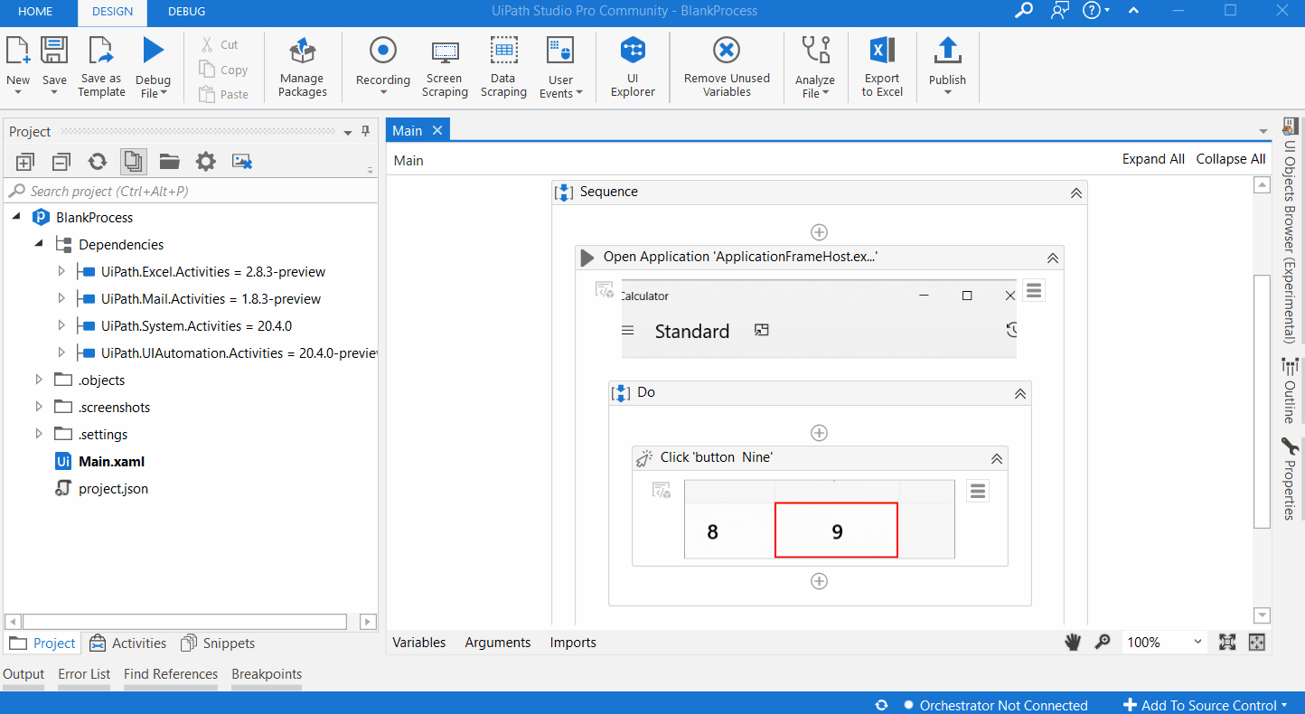 Studio À propos des projets d'automatisation
