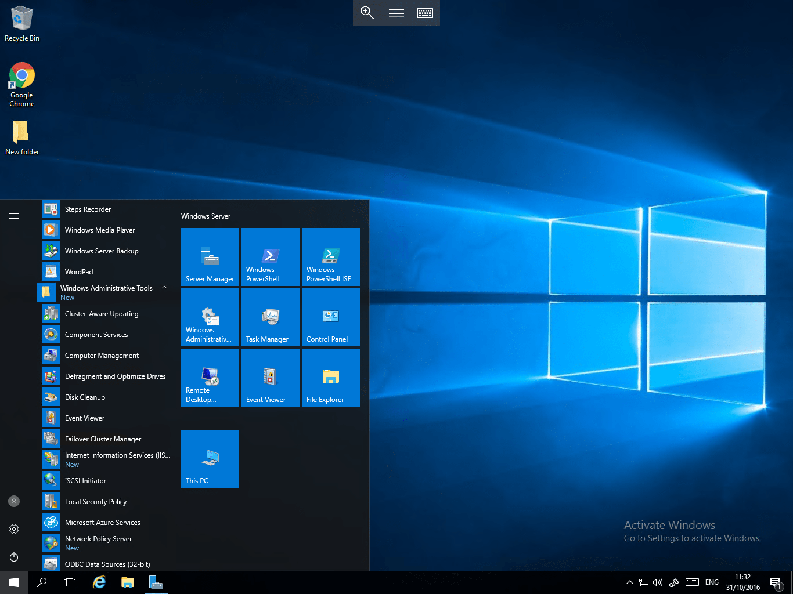 Start Menu in Windows Server 2016 UKFast Documentation
