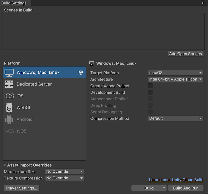Build Settings Unity 手册