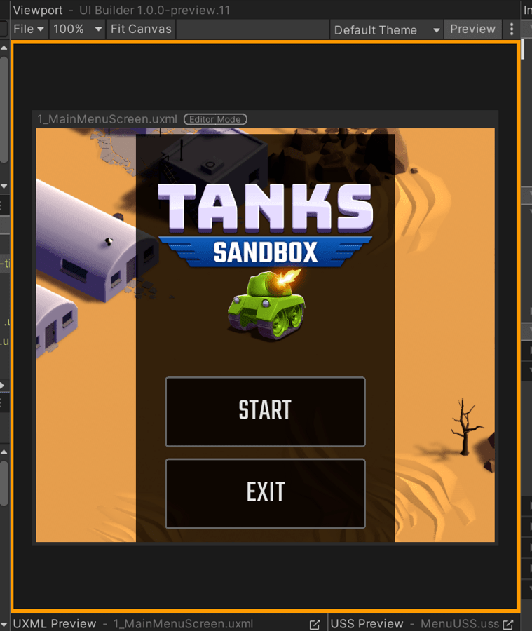 Test inside the UI Builder Unity 매뉴얼