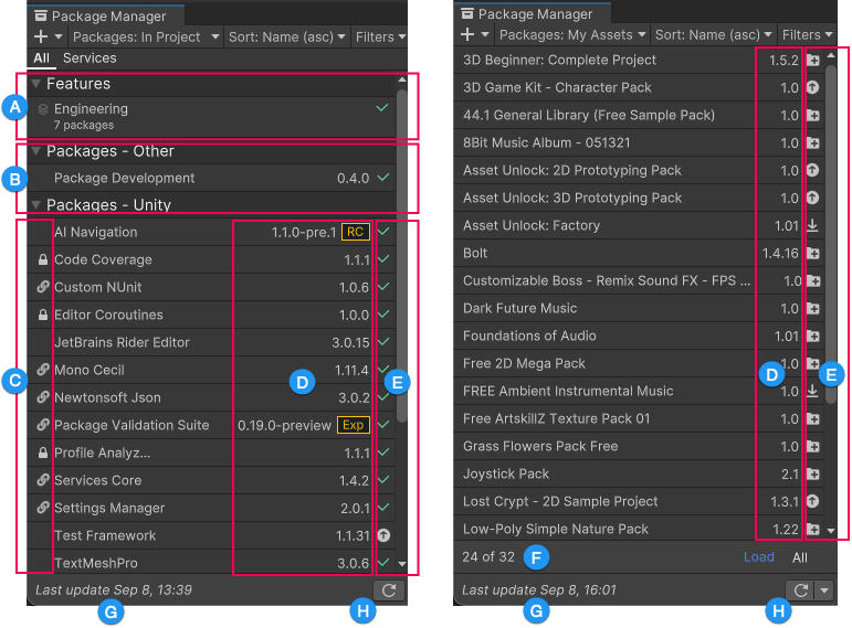 Unity Manual List view