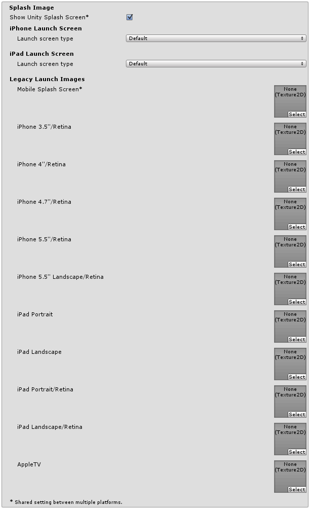 Unity Manual iOS Player Settings