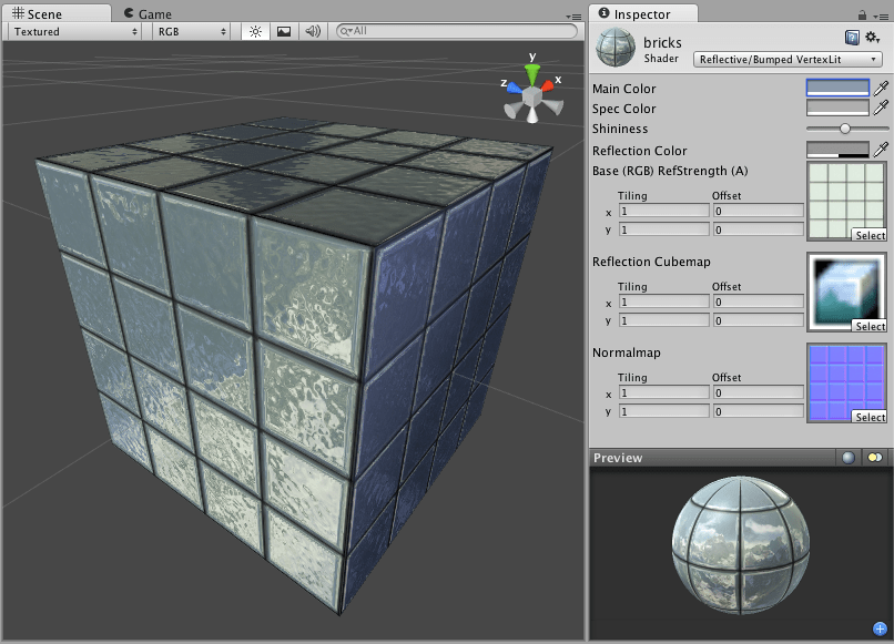 Unity Manual Reflective Normal mapped Vertexlit