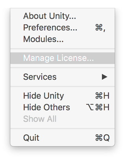 Unity - Manual: Managing your License