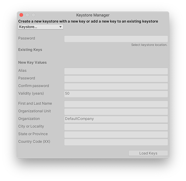 Unity Manual Android Keystore Manager