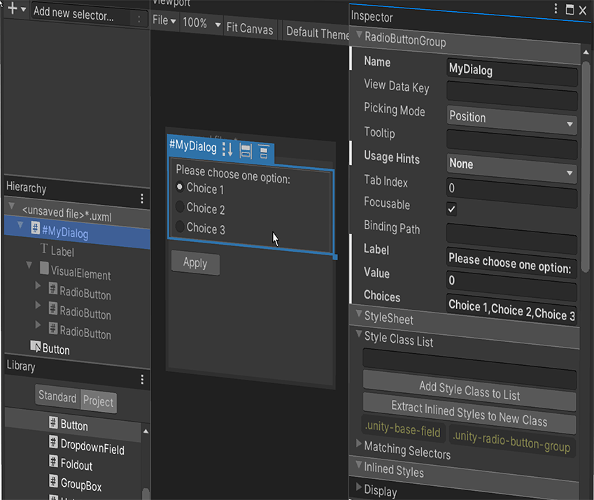 Unity Manual Get started with UI Builder