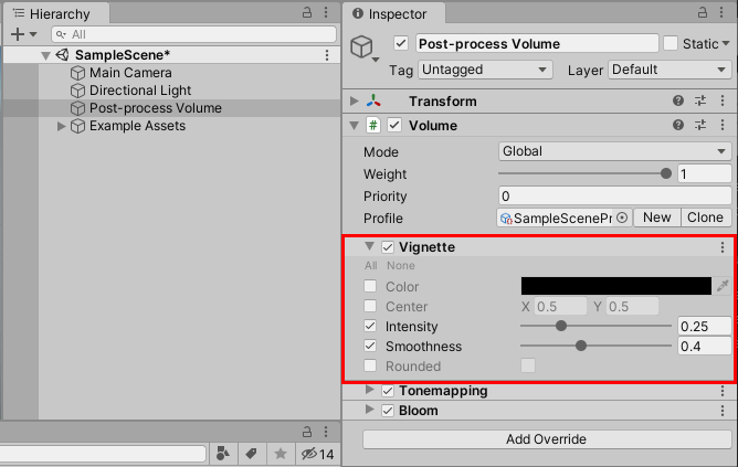 Volume Overrides Universal RP 11.0.0