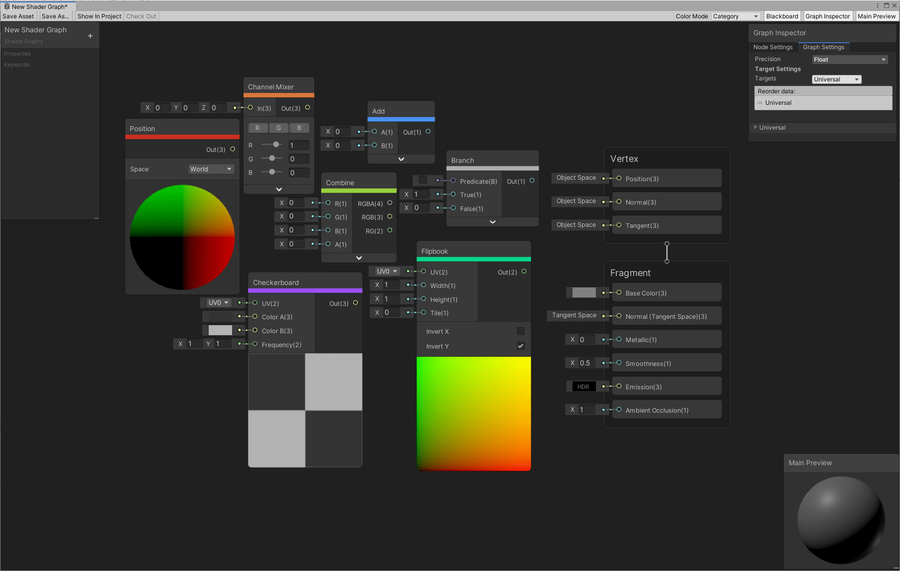 Color Modes Shader Graph 12.0.0