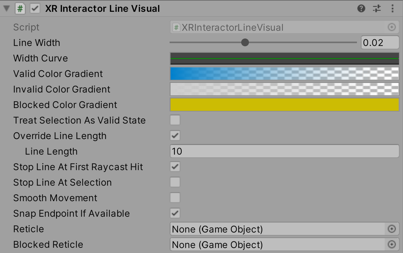 XR Interactor Line Visual XR Interaction Toolkit 2.3.2