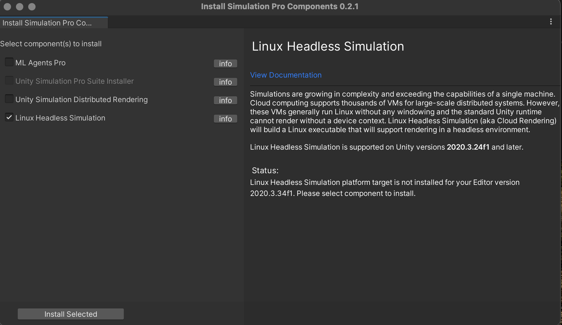 Installing the Linux Headless build target for Simulation Unity