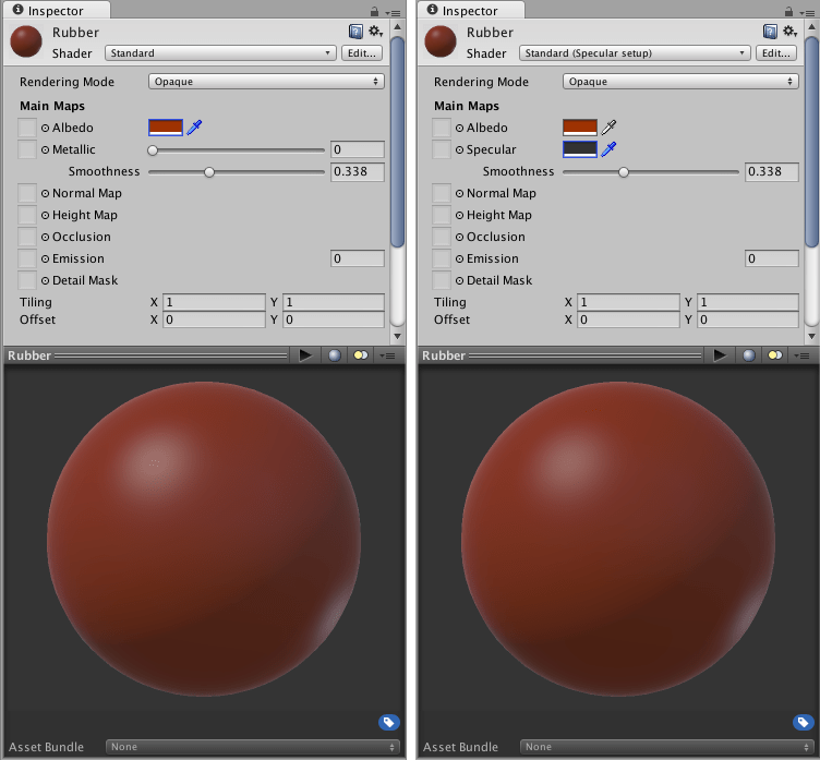 Metallic vs. specular workflow Unity Manual