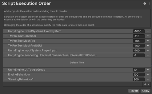 Script Execution Order settings Unity マニュアル