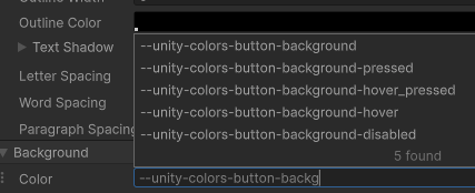 Unity Manual Assign USS variables in UI Builder