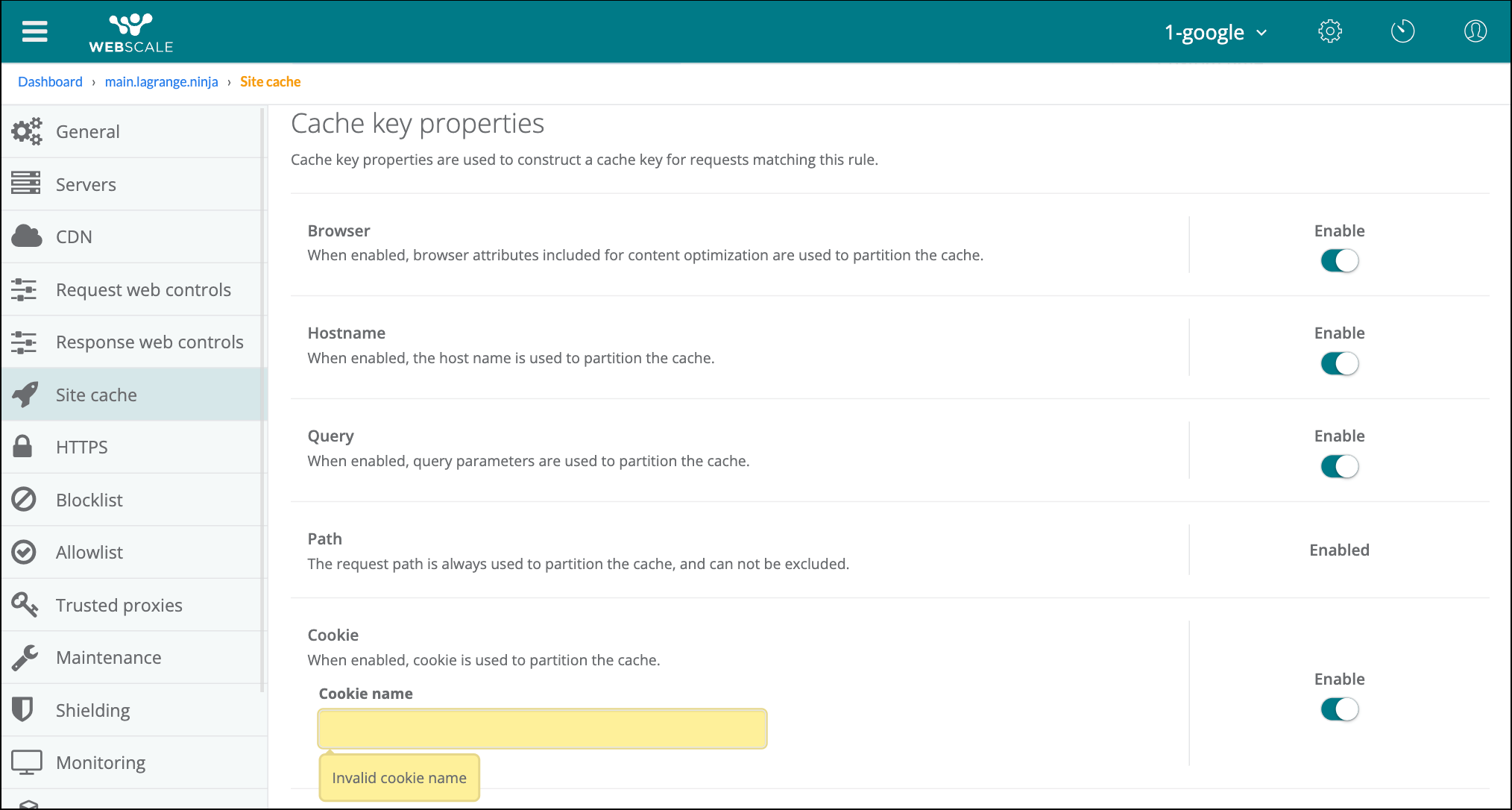 Configuring and Flushing the Site Cache Documentation