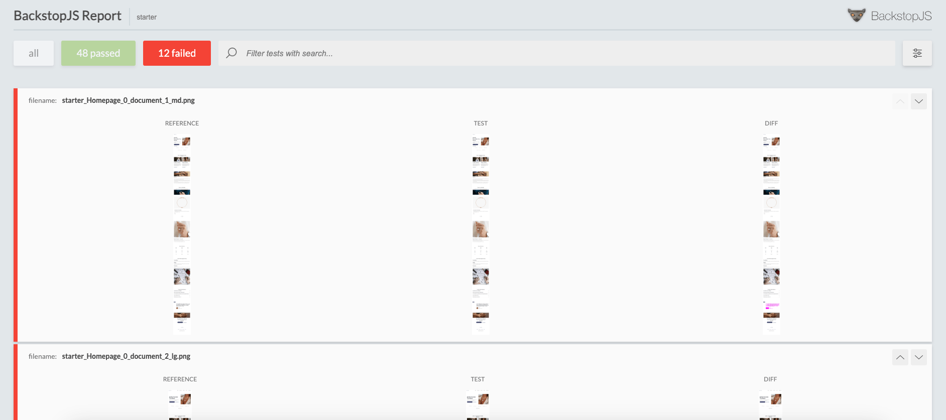 Visual regression testing with BackstopJS Sight CMS