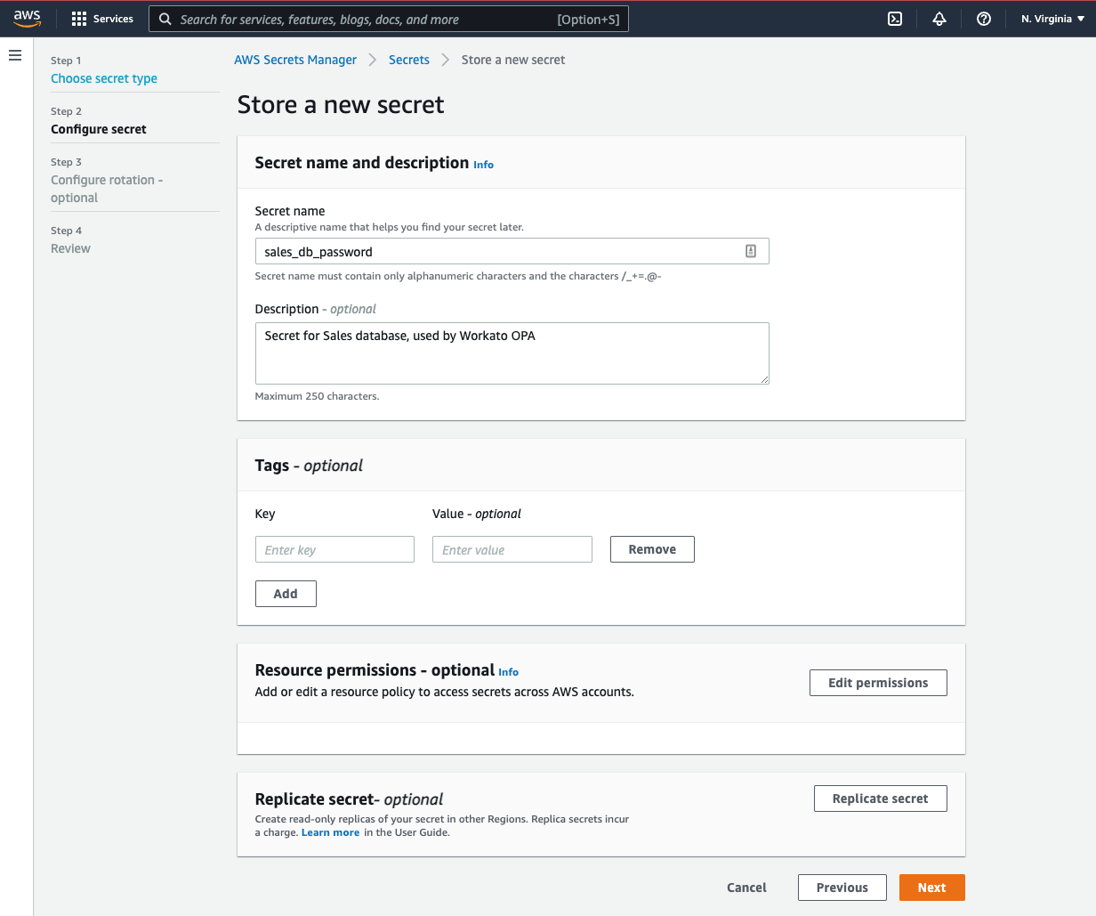 Configuring AWS Secrets Manager For OnPrem Agent Workato Docs