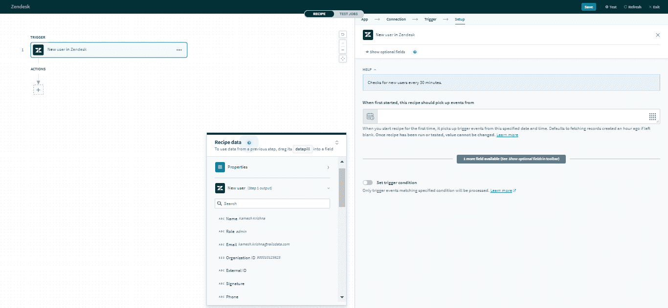 Workato connectors Zendesk new user trigger Workato Docs