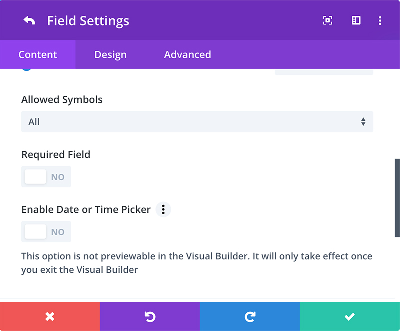 Divi Date/Time Picker Options Not Showing
