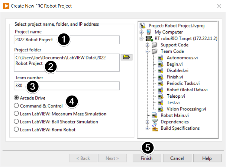 Creating your Test Drivetrain Program (LabVIEW) — FIRST Robotics Competition documentation
