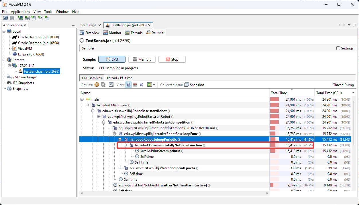 Profiling with VisualVM — FIRST Robotics Competition documentation