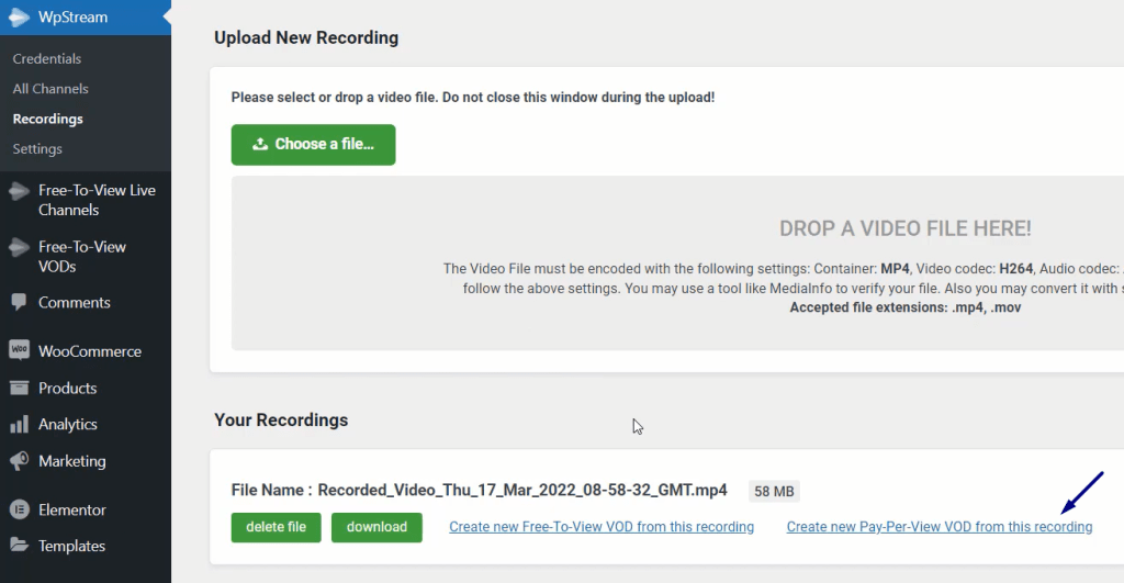 PayPerView VideoOnDemand WpStream Documentation