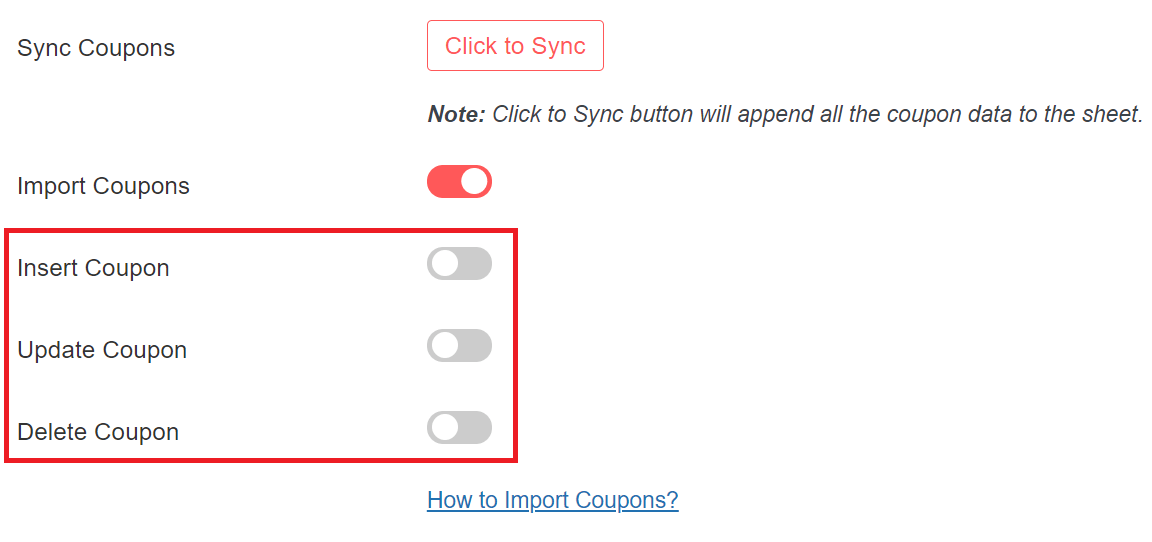 How to Import Coupons? WPSyncSheets Documentations site