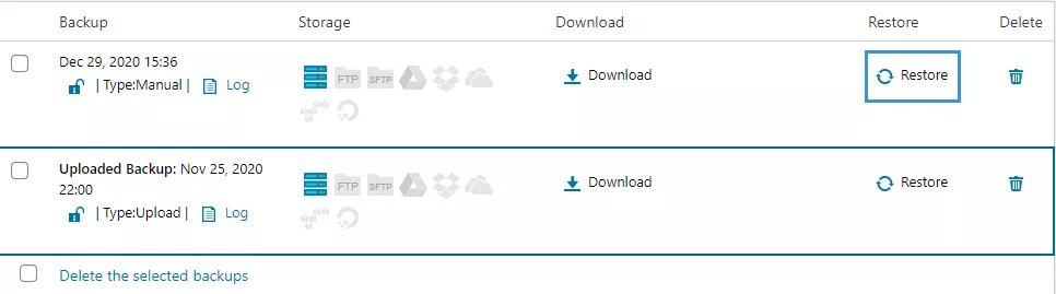 Howto Restore Your Site from A Backup with Backup & Migration Free