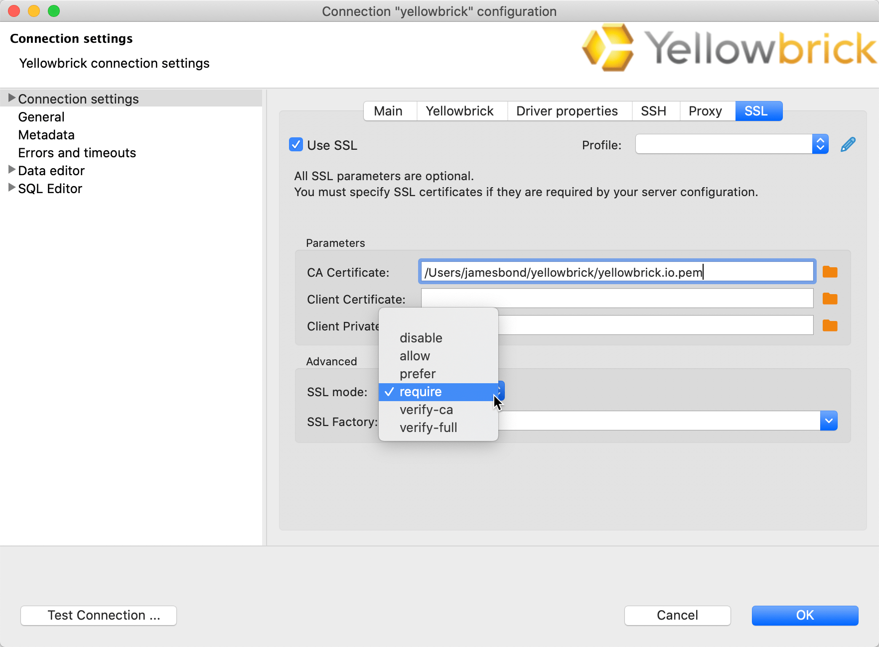 Secure Connections for DBeaver Clients | Yellowbrick Data