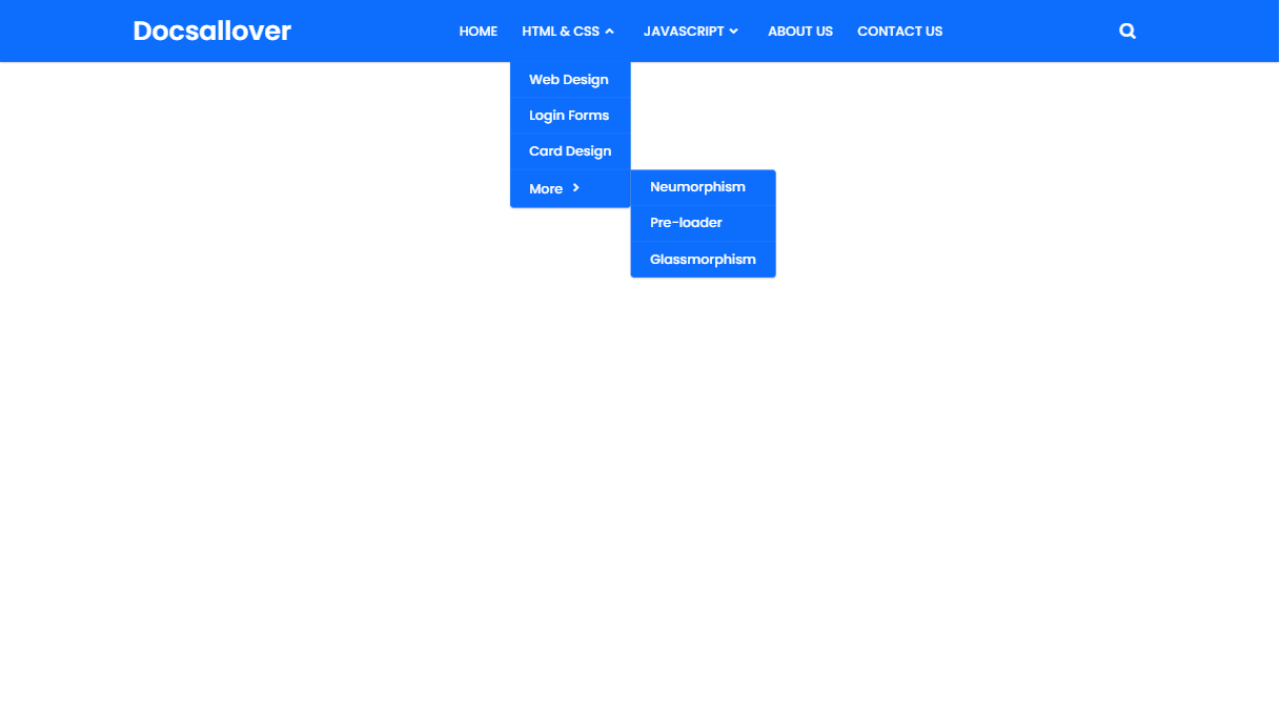DocsAllOver Responsive MultiLevel DropDown Navigation Menu in CSS