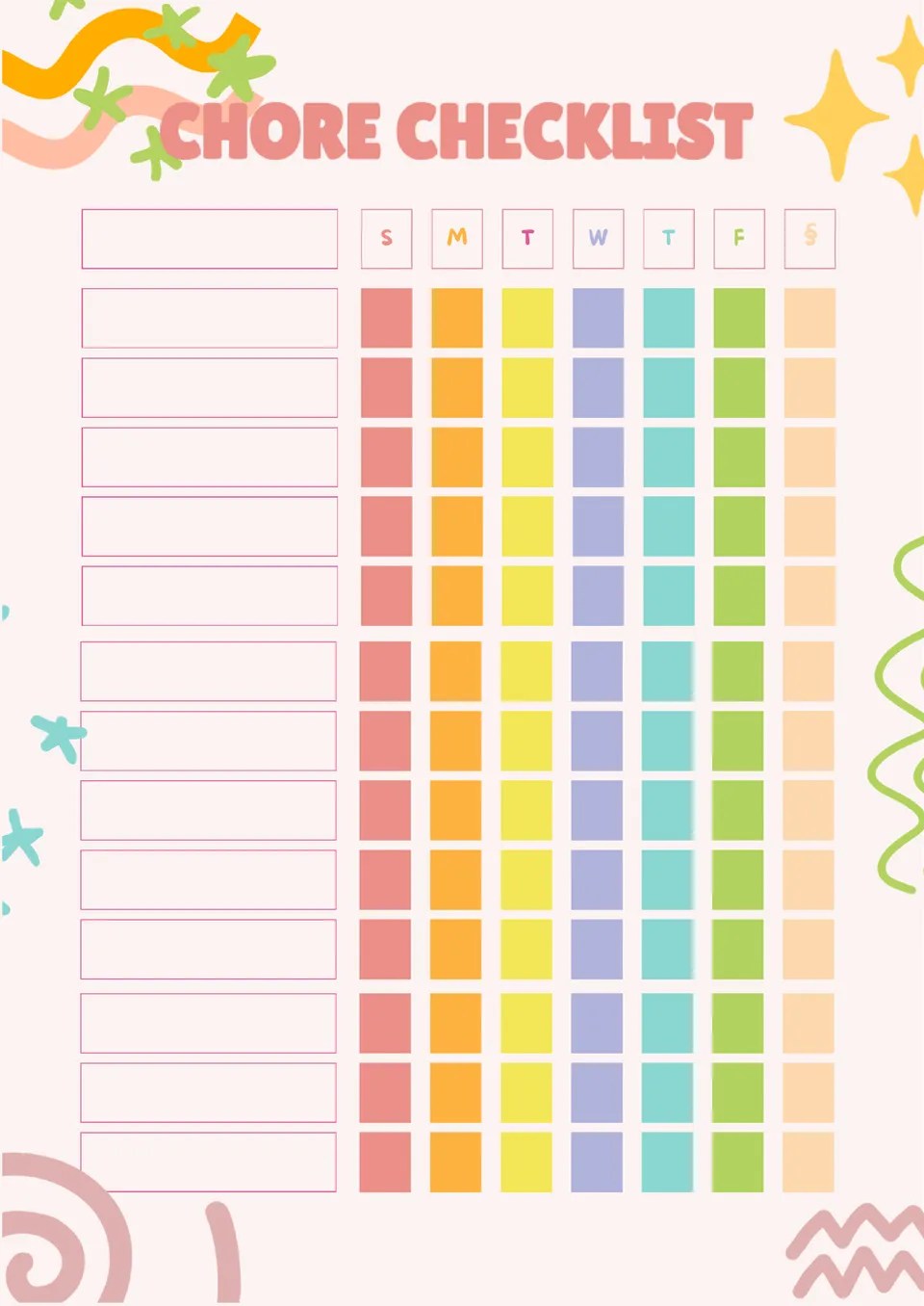 Free Chore Checklist Template For Google Docs