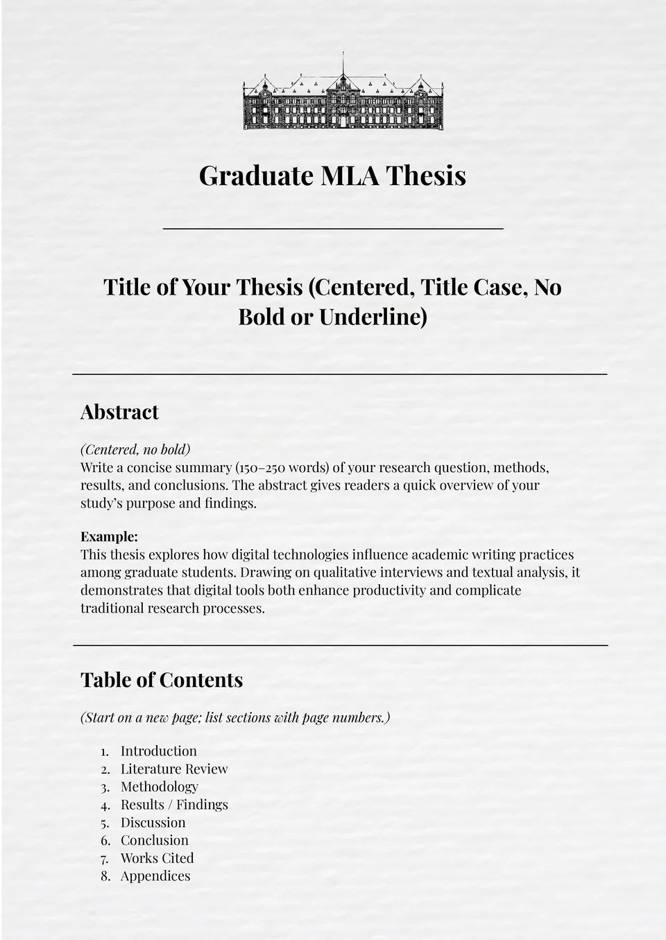Free MLA Cover Page Template For Google Docs