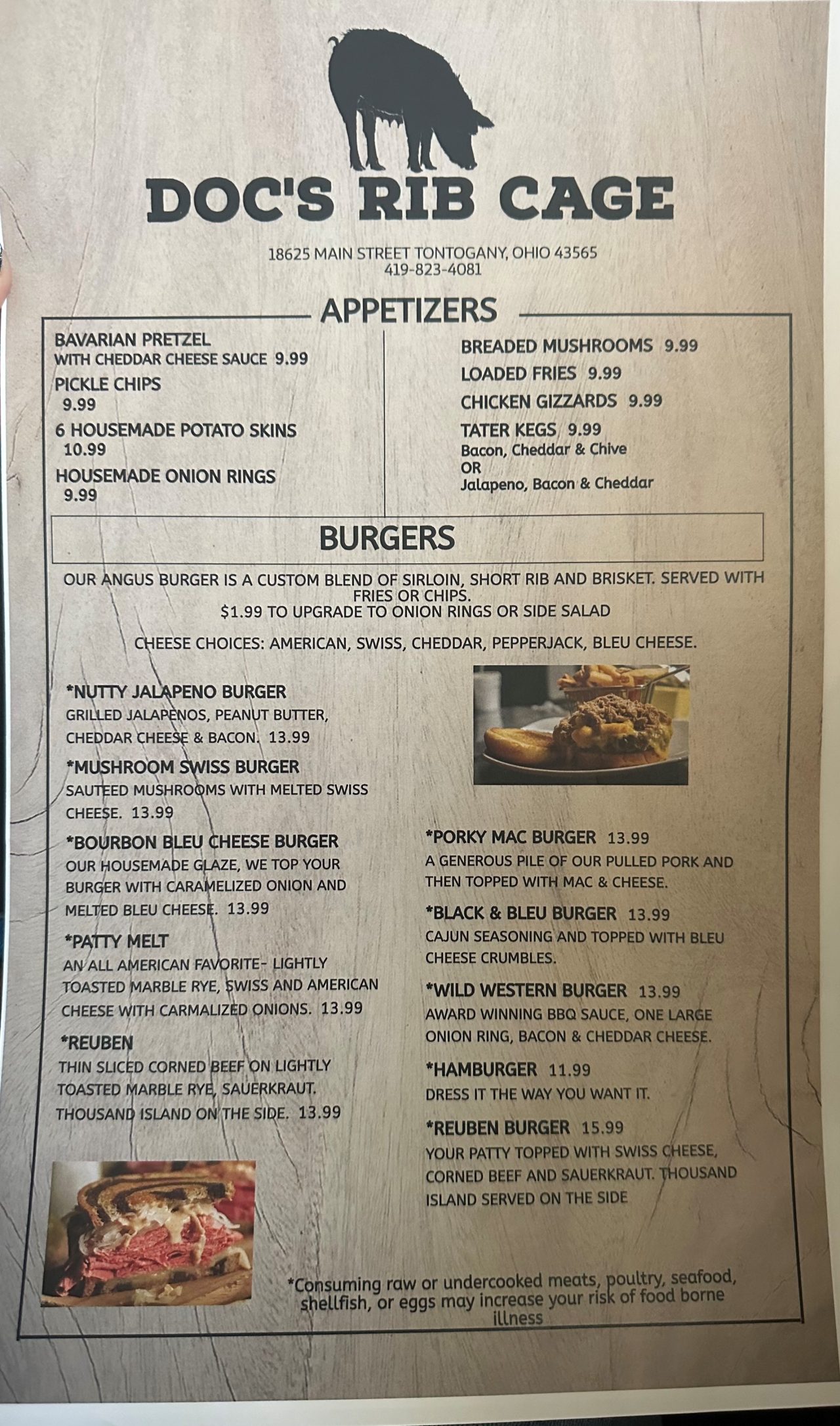 Menu Card Doc's Rib Cage