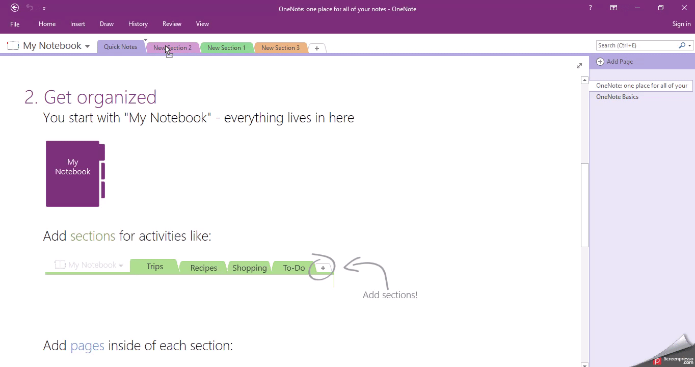 How to move tabs to the left in OneNote Docs Tutorial