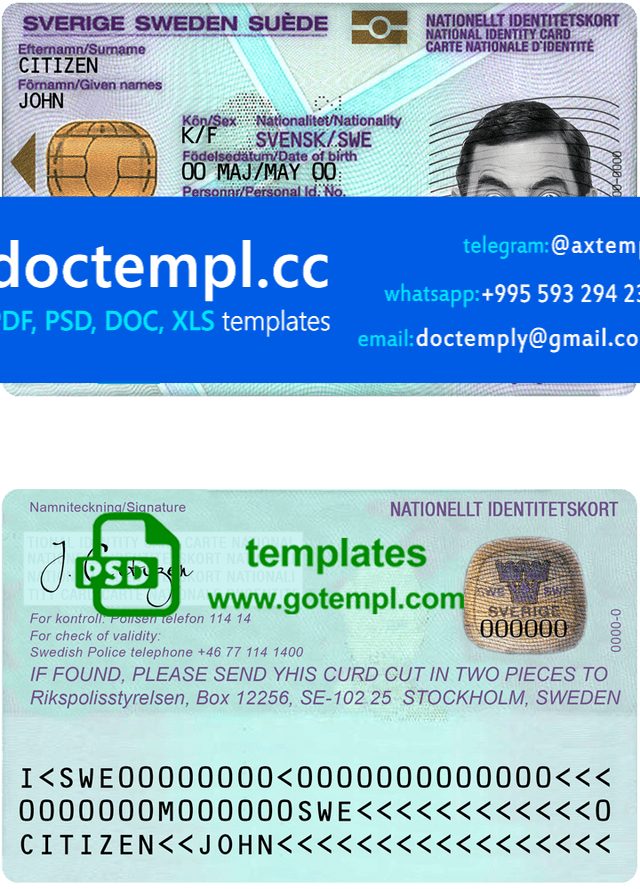 Sweden ID template in PSD format, fully editable