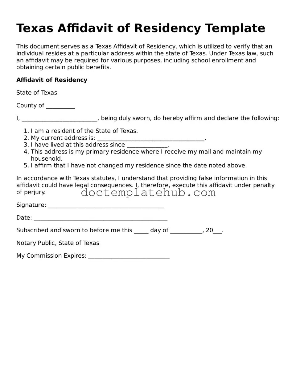 Make Your Texas Affidavit of Residency With Our Fillable Template(02)