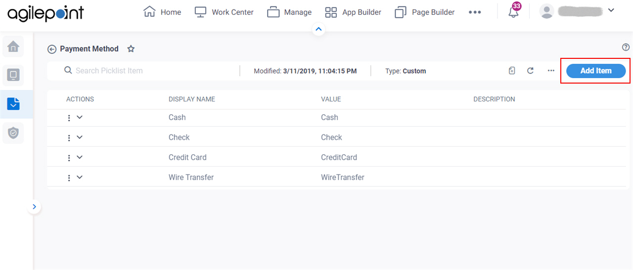 (Example) Create a Picklist Item