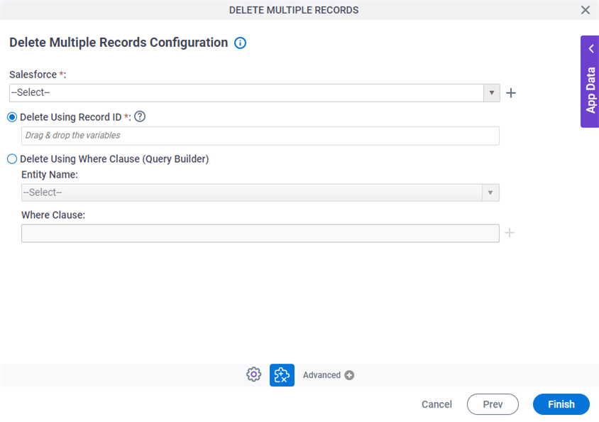 Delete Multiple Records (Salesforce) activity