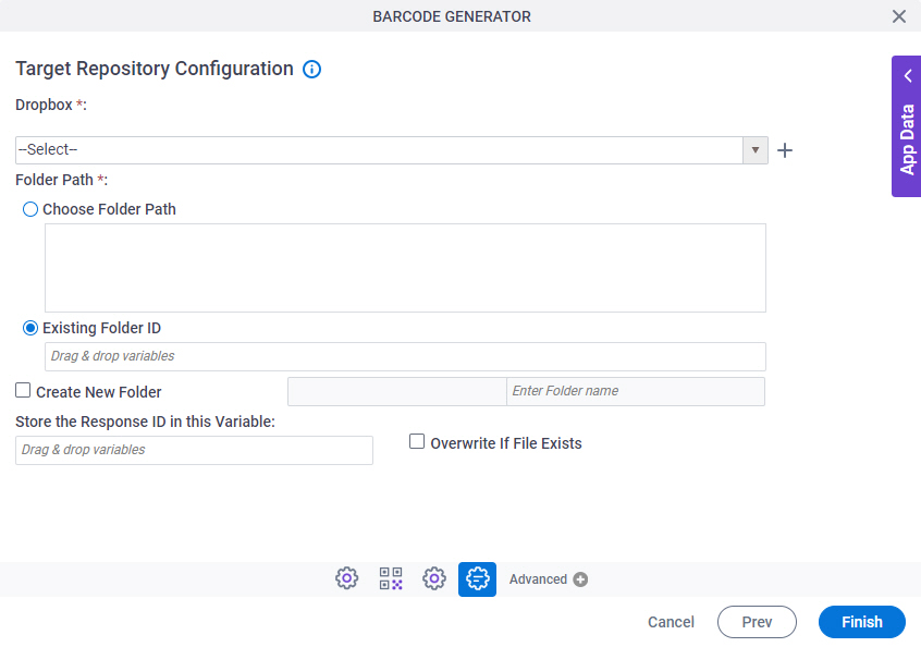Barcode Generator > Target Repository > Dropbox
