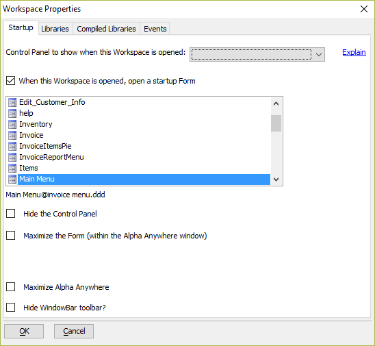 Alpha Anywhere Creating and Assigning a Startup Form