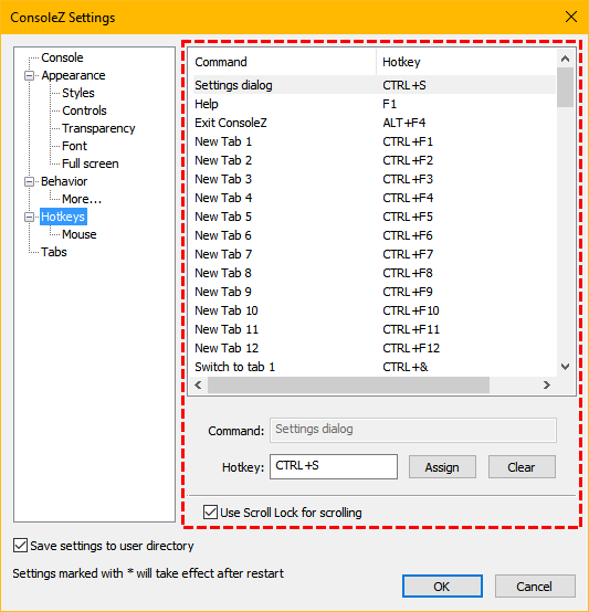 Settings Hotkeys ConsoleZ Documentation