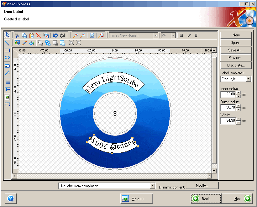 Creating a Label with Nero Express Nero LightScribe Documentation