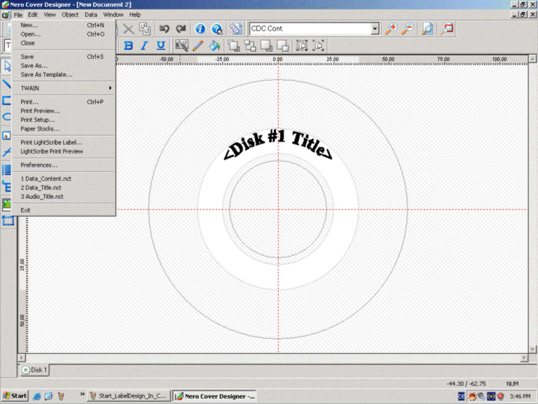 Nero Cover Designer Printing Printing a label with Nero Cover