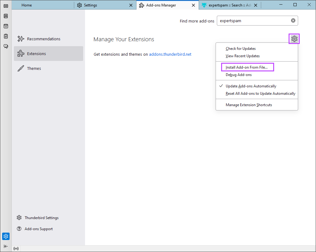 Thunderbird AddOn Overview