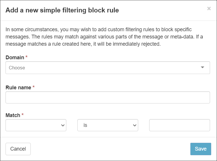 Add an Block list Filtering Rule
