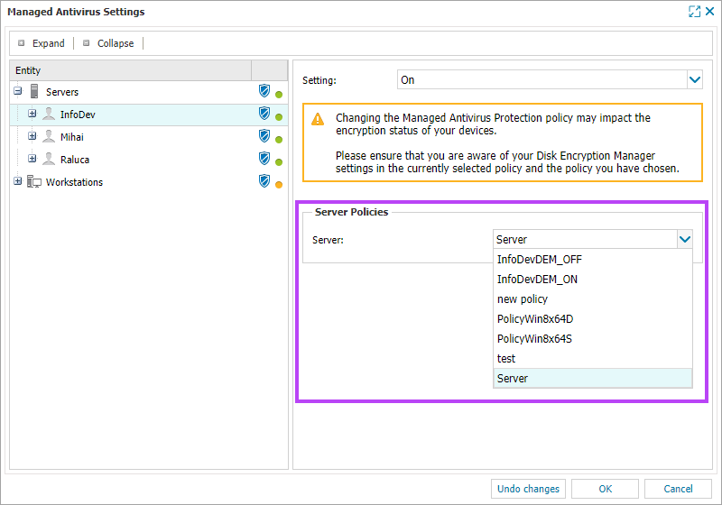 Enable Disk Encryption Manager by Device Type, Client or Site